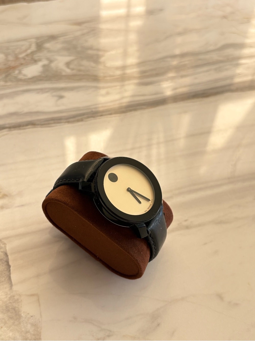 Movado Black Case Watch with Cream Dial